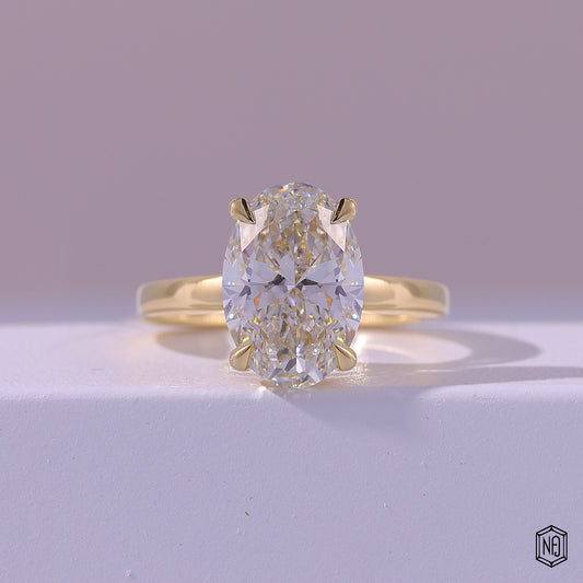 4.23 Carat Oval Cut Lab Grown Diamond Classic Solitaire Engagement Ring - Front Top View