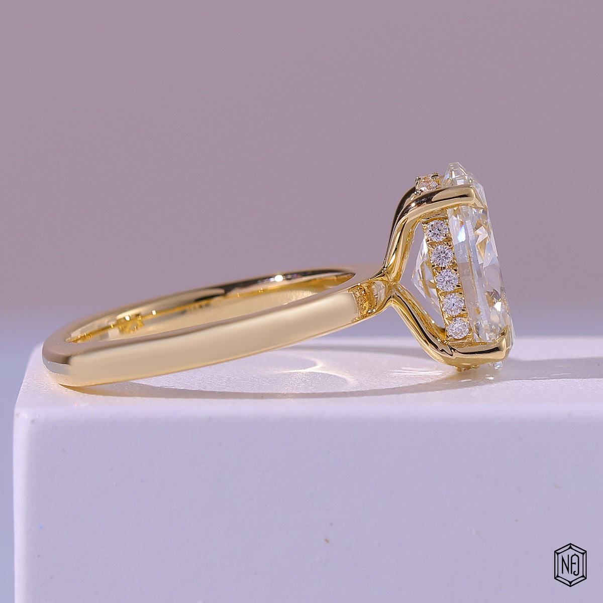 4.23 Carat Oval Cut Lab Grown Diamond Classic Solitaire Engagement Ring - Side Profile Angle