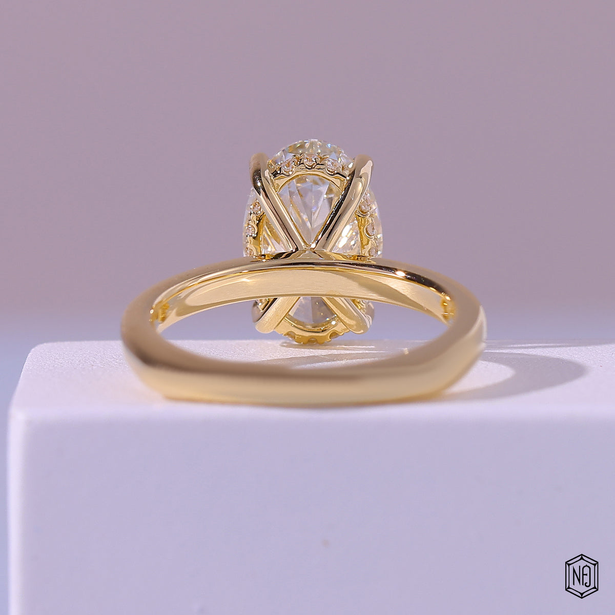 4.23 Carat Oval Cut Lab Grown Diamond Classic Solitaire Engagement Ring - Hand View / Detail Angle