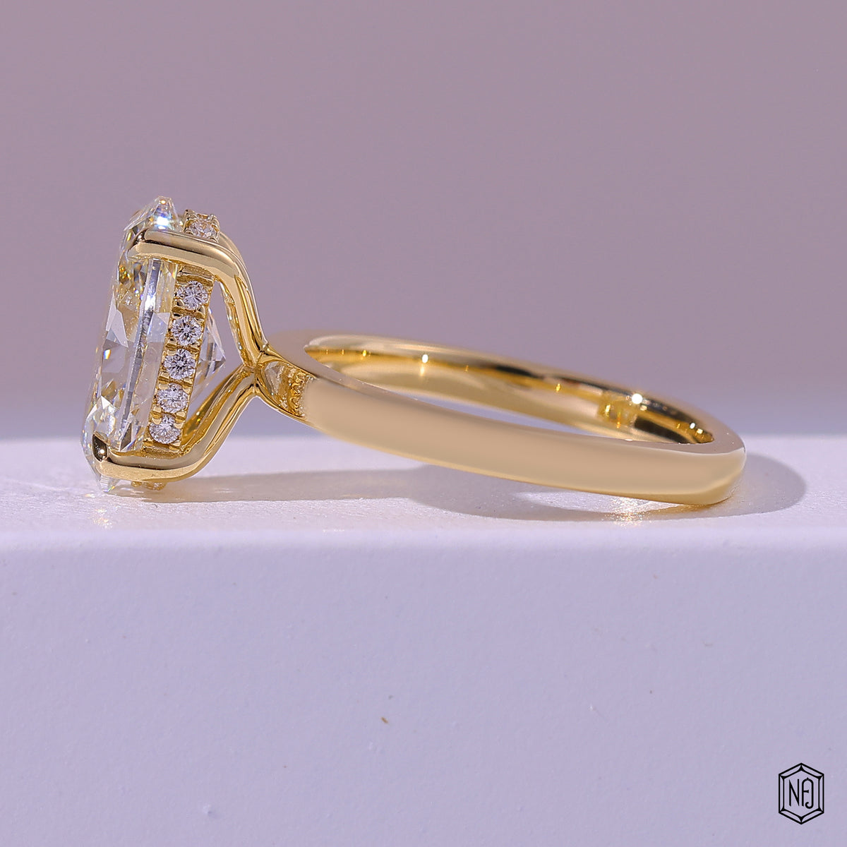 4.23 Carat Oval Cut Lab Grown Diamond Classic Solitaire Engagement Ring - Angled Perspective