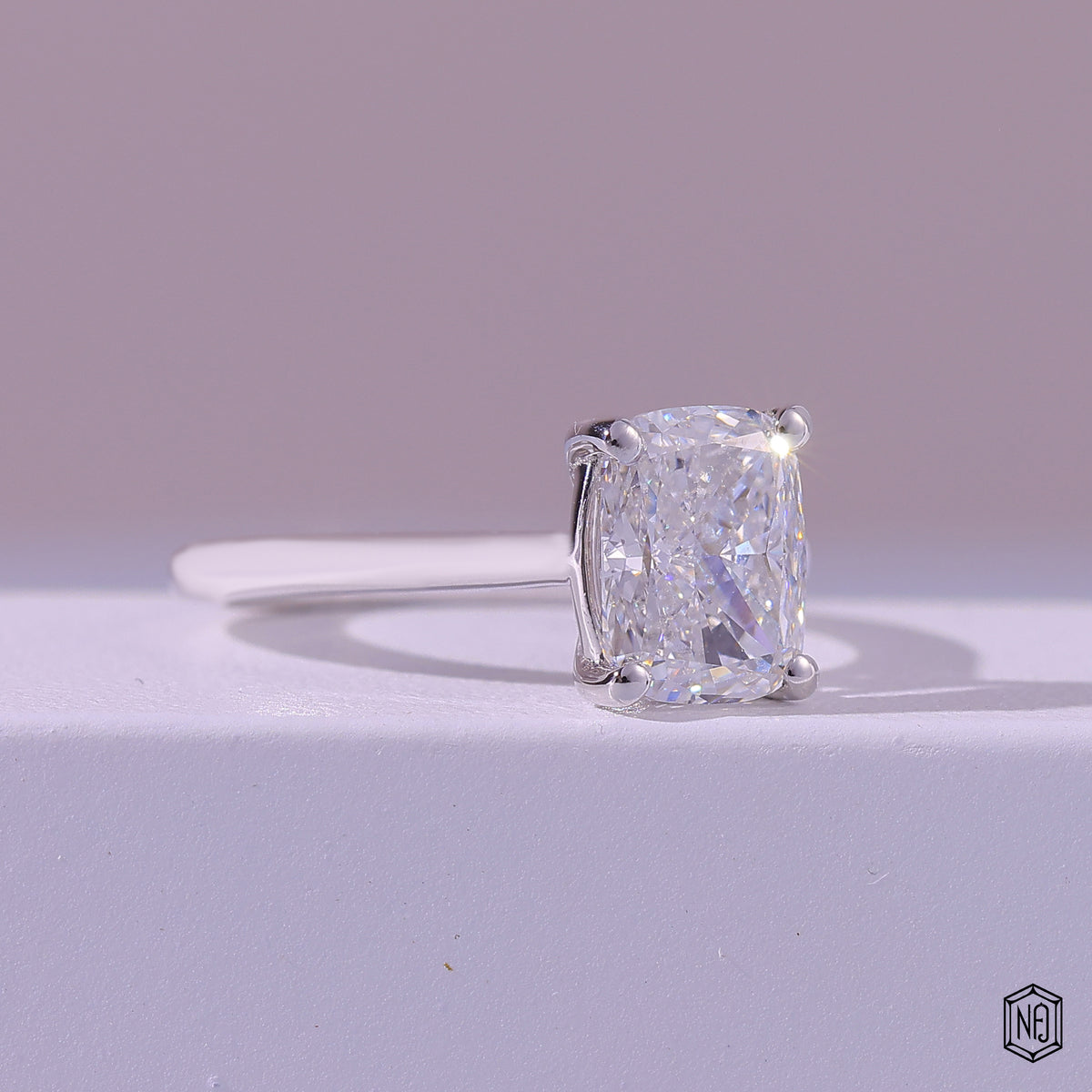Cushion Diamond Engagement Ring with Classic Solitaire Setting