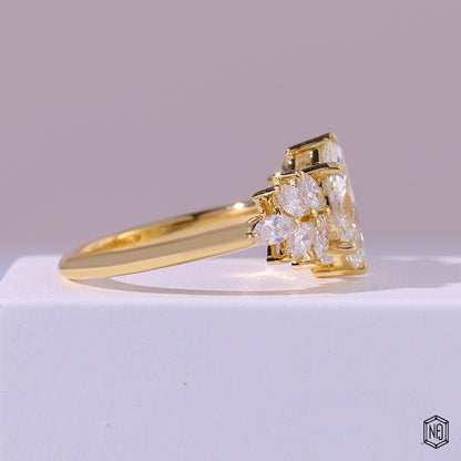 1.57 Carat Marquise Cut Lab Grown Diamond Vintage Inspired Heirloom Engagement Ring - Side Profile Angle