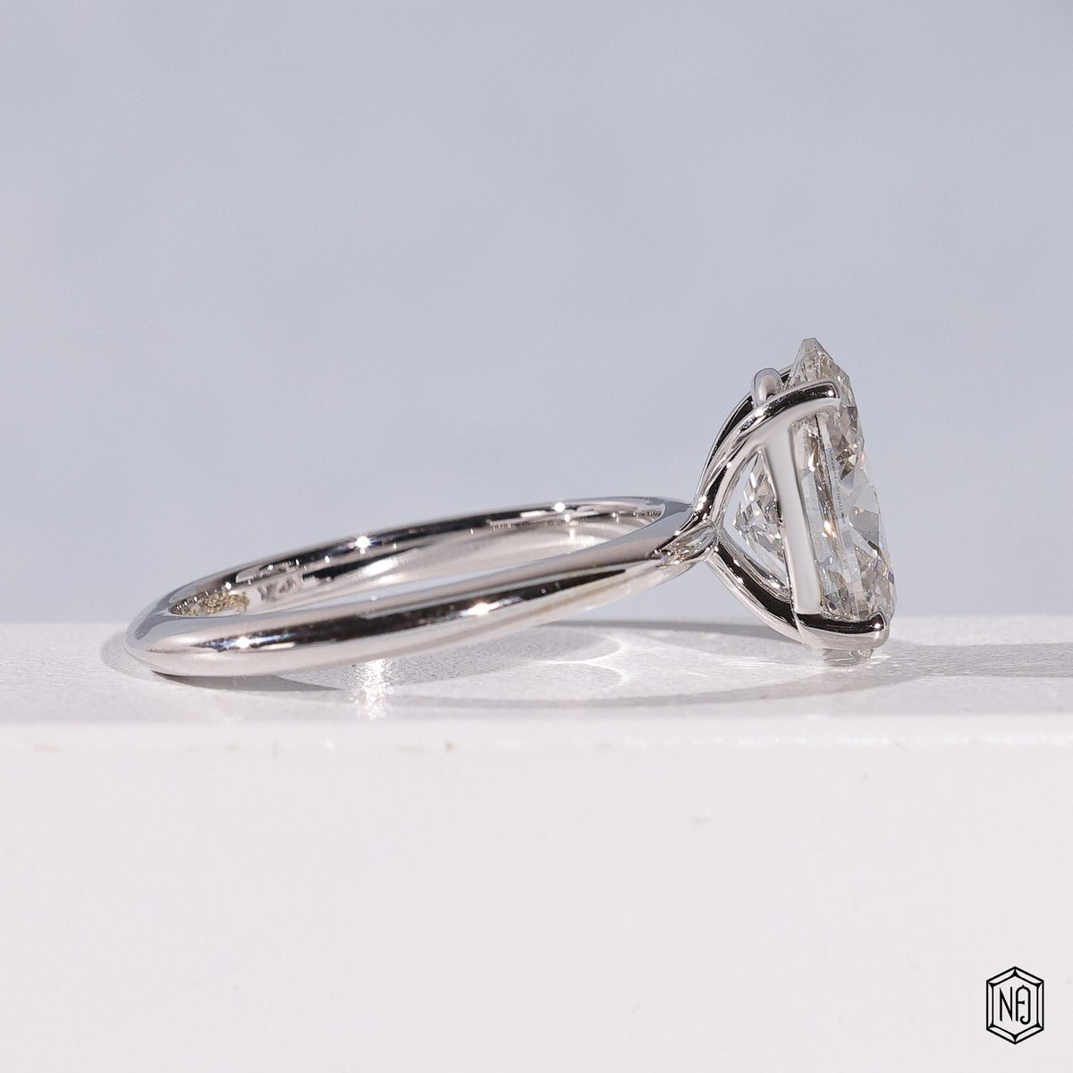 Oval Cut Lab Grown Diamond Solitaire Engagement Ring with 4-Prong Ball Crown