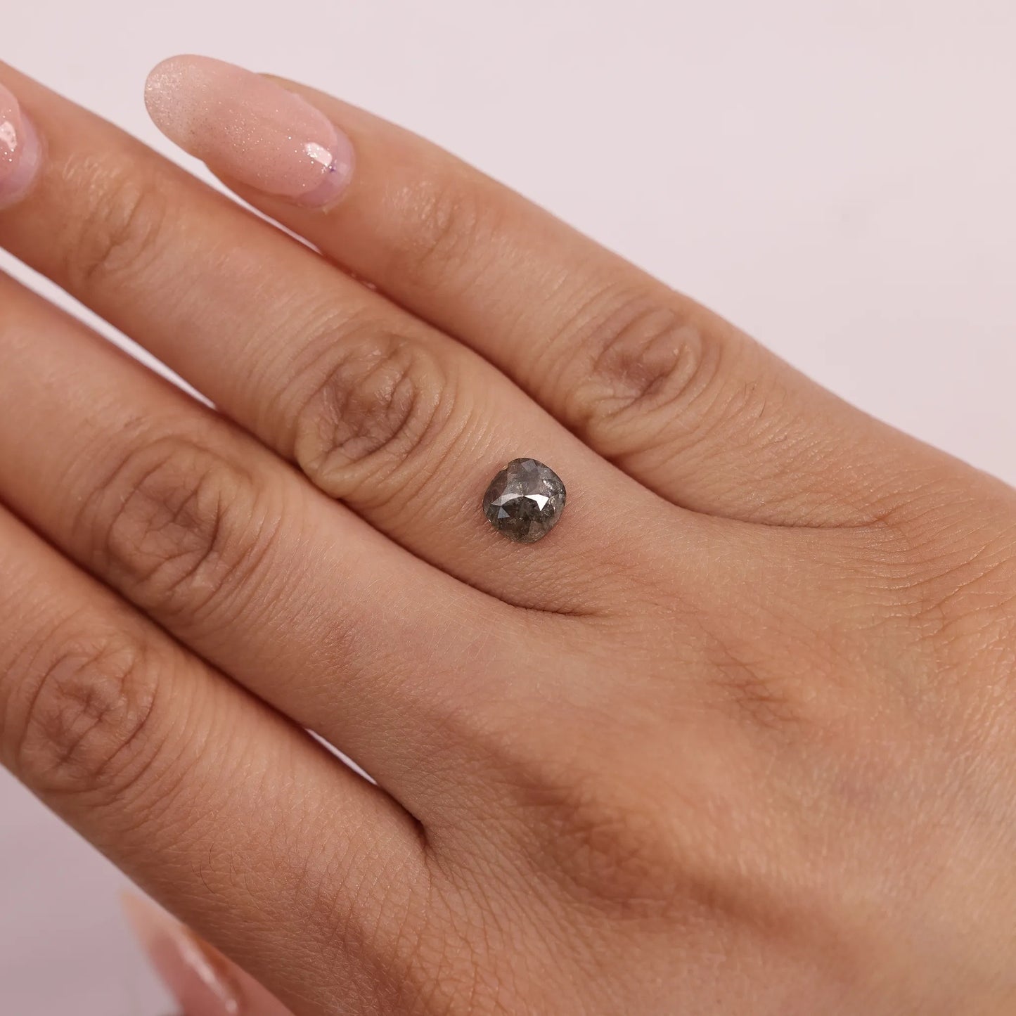 1.05 Ct Cushion Rose Cut  Salt and Pepper Diamond