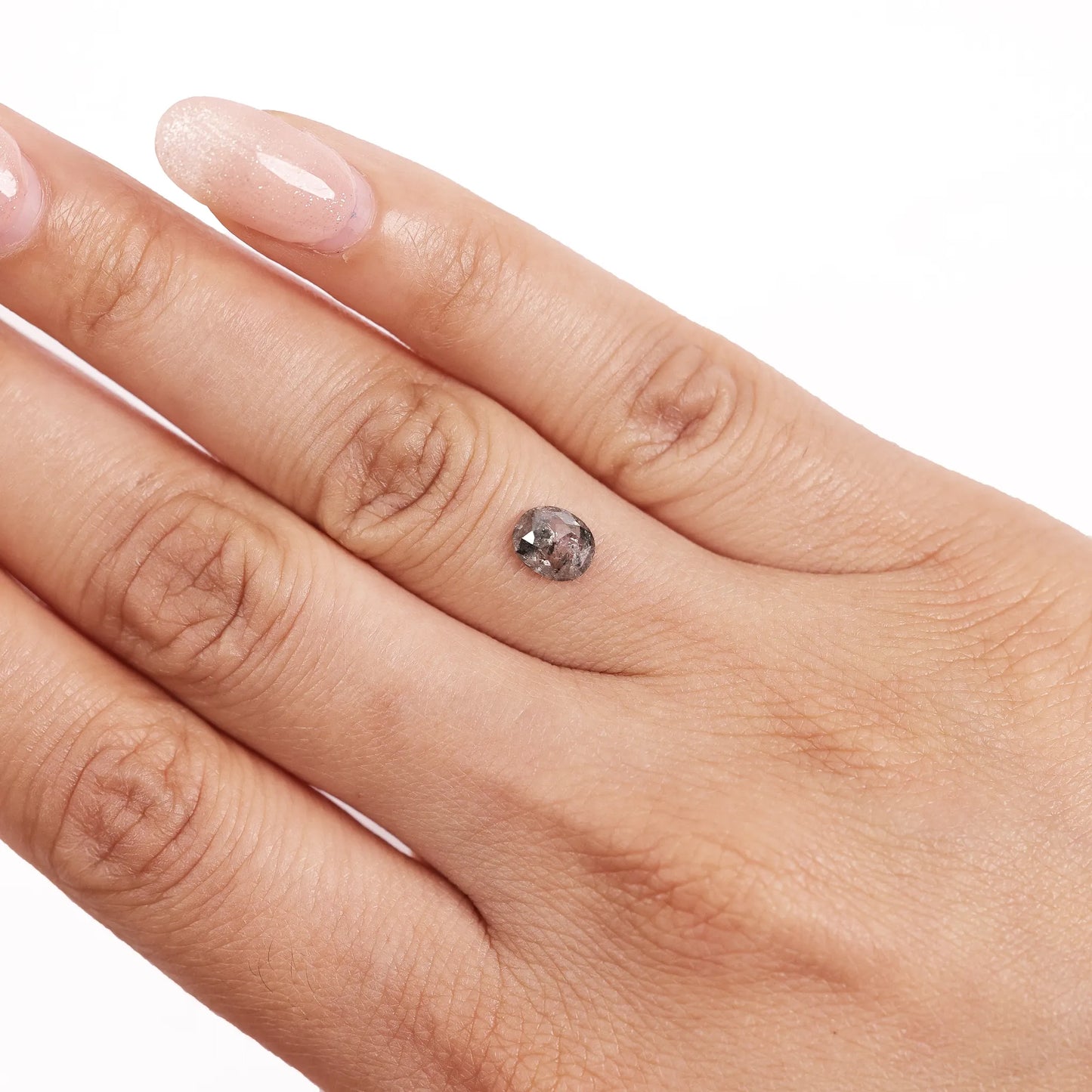 0.66 Ct Oval Cut / Facet Style Salt and Pepper Diamond