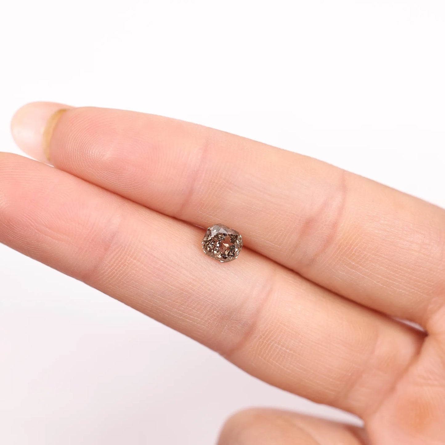 0.99 Ct Cushion Rose Cut  Salt and Pepper Diamond