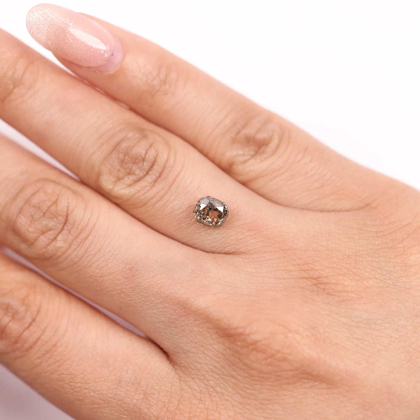 0.99 Ct Cushion Rose Cut  Salt and Pepper Diamond