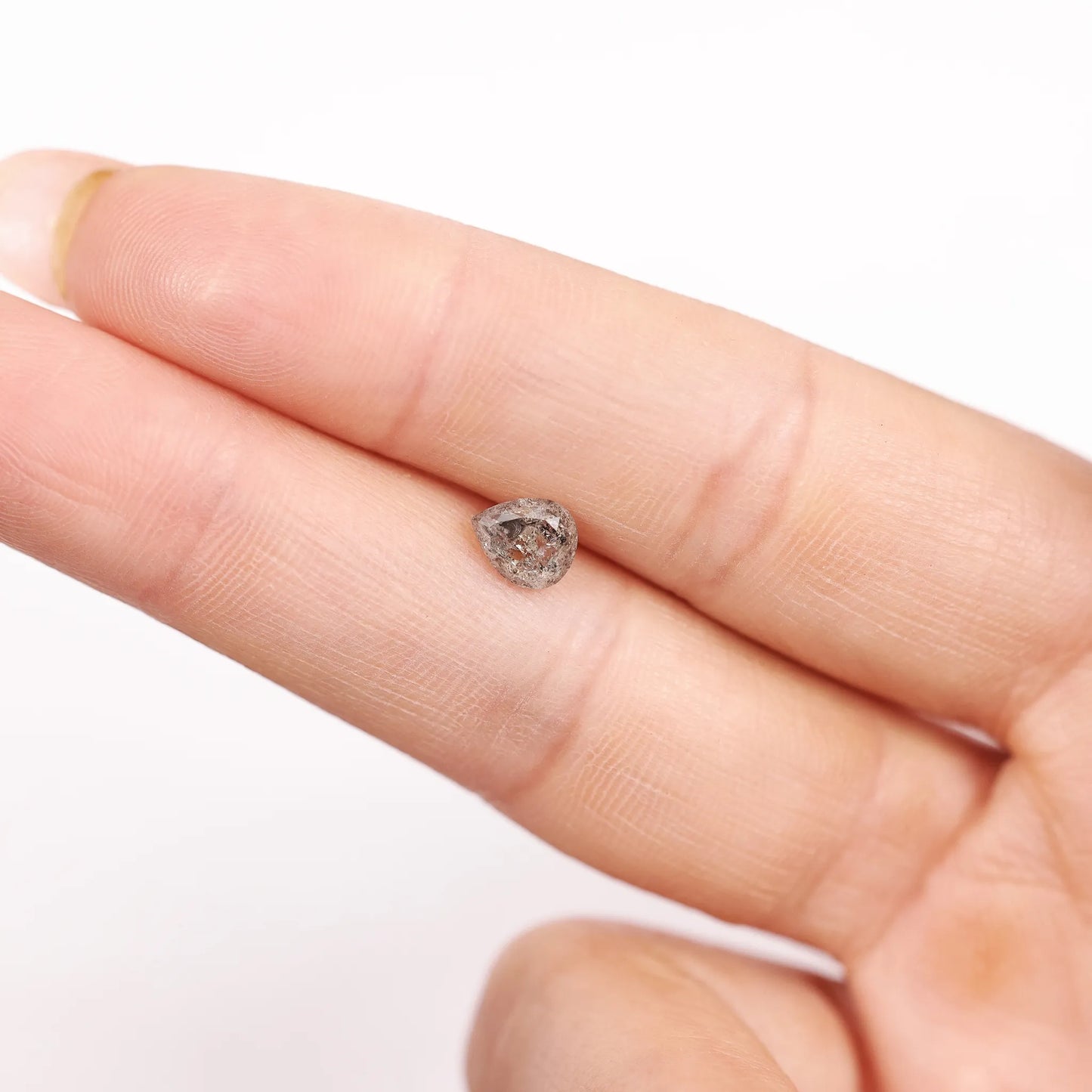 0.87 Ct Pear Brilliant Cut  Salt and Pepper Diamond