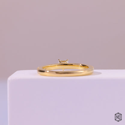 0.11 Carat Heart Cut Lab Grown Diamond Side Stone Pavé Engagement Ring - Hand View / Detail Angle