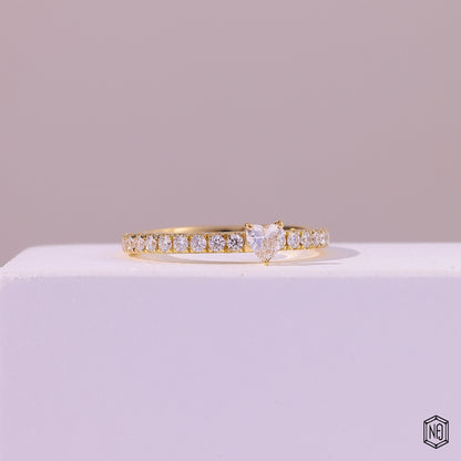 0.11 Carat Heart Cut Lab Grown Diamond Side Stone Pavé Engagement Ring - Gallery & Prongs Detail