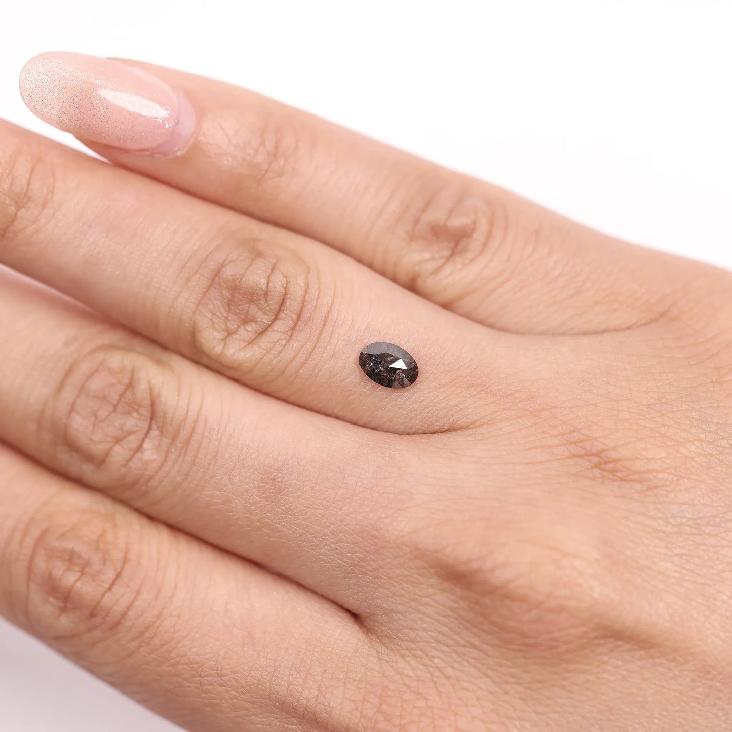 0.38 Ct Oval Brilliant Cut  Salt and Pepper Diamond