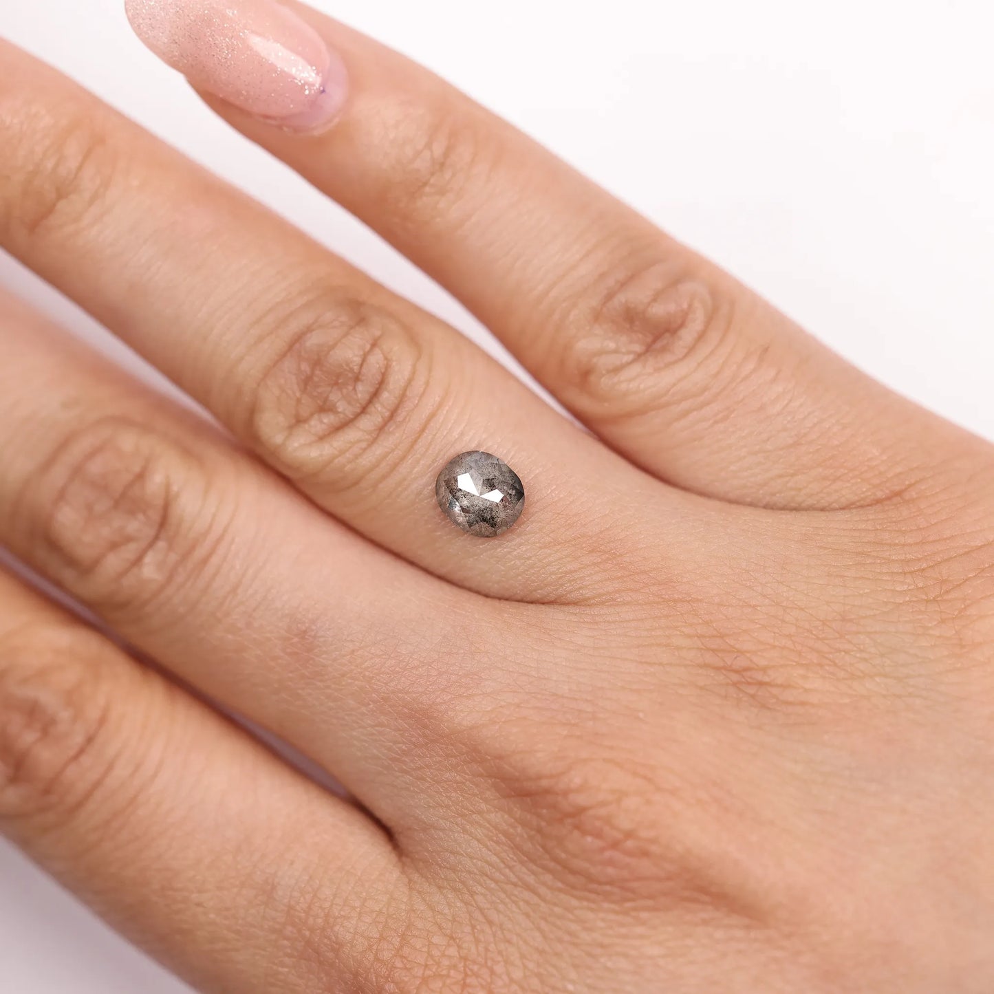 0.93 Ct Oval Rose Cut  Salt and Pepper Diamond