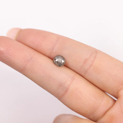 0.93 Ct Oval Rose Cut  Salt and Pepper Diamond