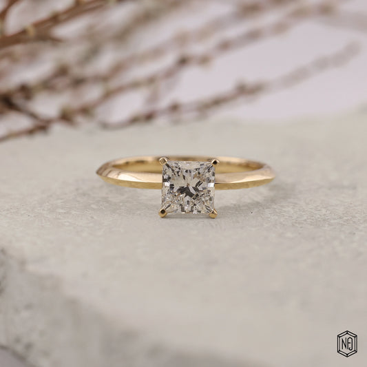 1.5 Carat Princess Cut Lab Grown Diamond Classic Solitaire Engagement Ring - Front Top View