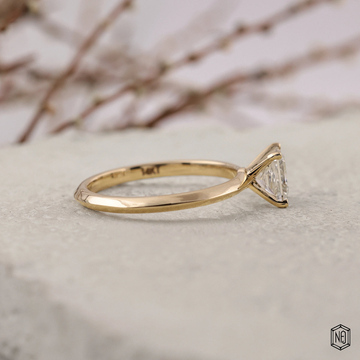 1.5 Carat Princess Cut Lab Grown Diamond Classic Solitaire Engagement Ring - Side Profile Angle