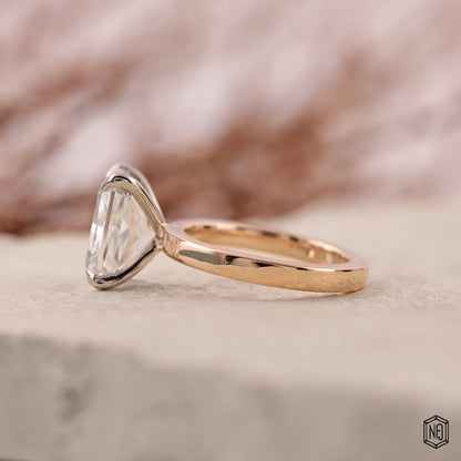 4.01 Carat Radiant Cut Lab Grown Diamond Two-Tone Solitaire Engagement Ring - Angled Perspective