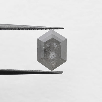 1.36 Ct Hexagon Brilliant Cut Salt and Pepper Diamond