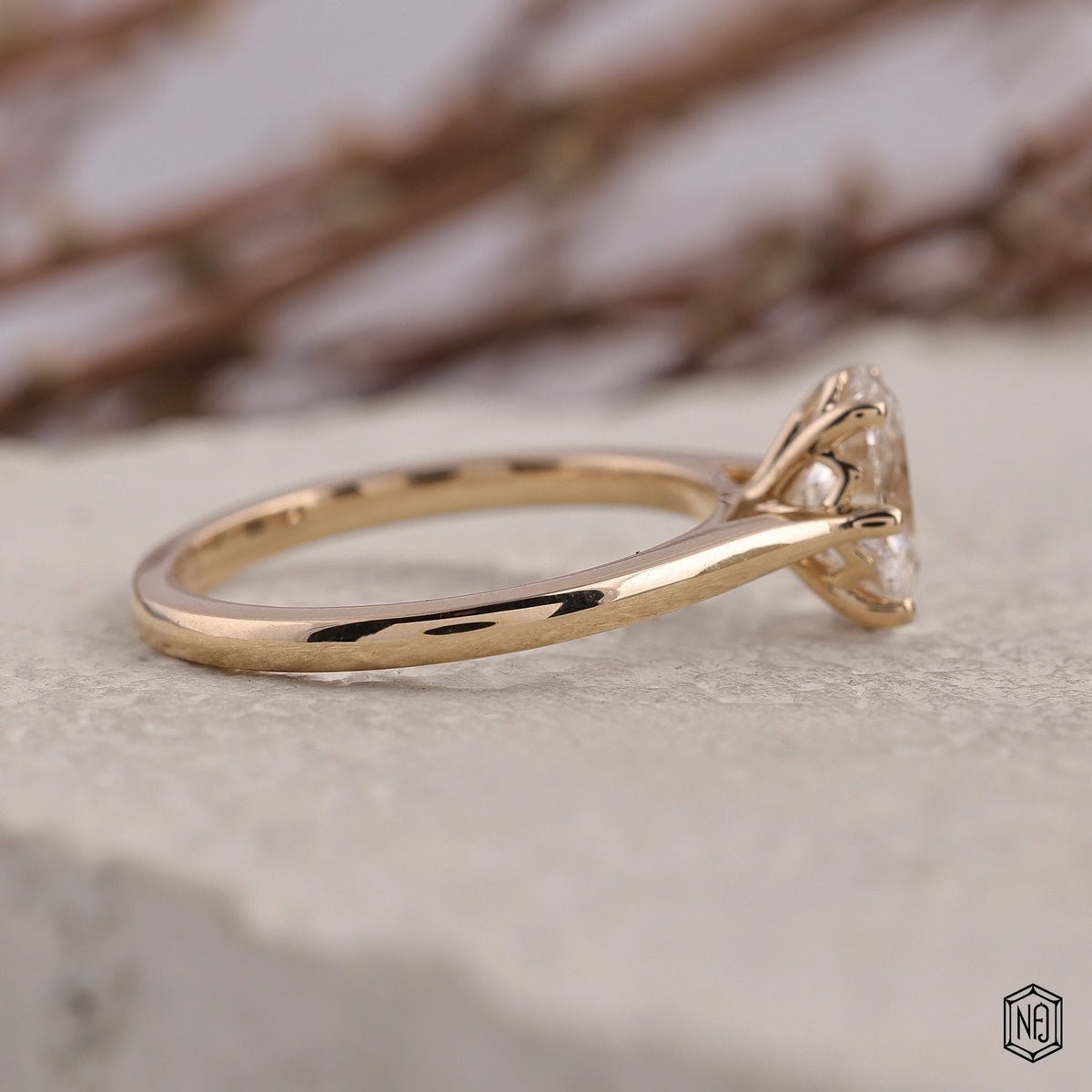 1.46 Carat Oval Cut Lab Grown Diamond Classic Solitaire Engagement Ring - Side Profile Angle