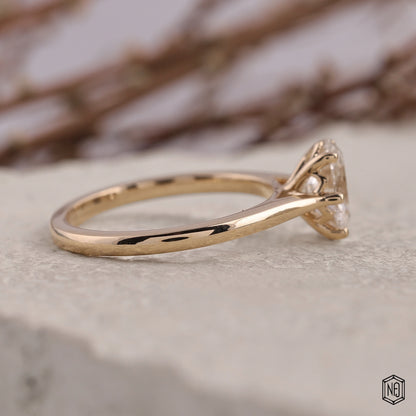 1.46 Carat Oval Cut Lab Grown Diamond Classic Solitaire Engagement Ring - Side Profile Angle