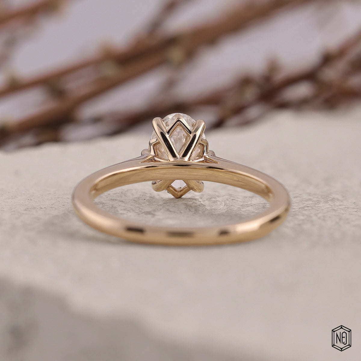 1.46 Carat Oval Cut Lab Grown Diamond Classic Solitaire Engagement Ring - Hand View / Detail Angle