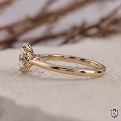 1.46 Carat Oval Cut Lab Grown Diamond Classic Solitaire Engagement Ring - Angled Perspective