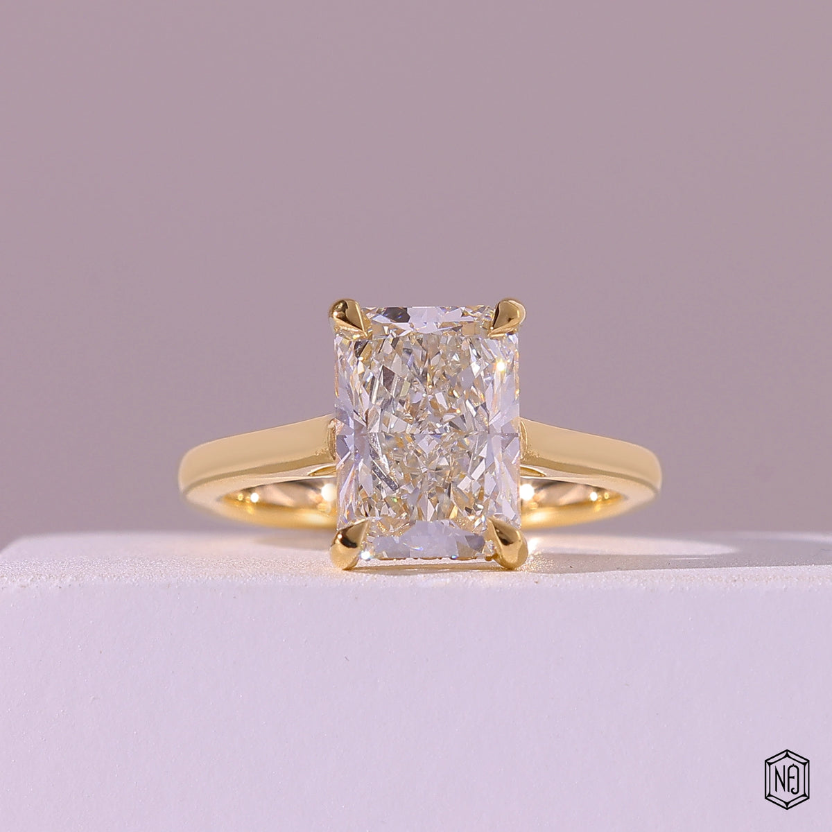 2.75 Carat Radiant Cut Lab Grown Diamond Delicate Hidden Halo Engagement Ring - Front Top View