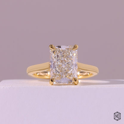 2.75 Carat Radiant Cut Lab Grown Diamond Delicate Hidden Halo Engagement Ring - Front Top View