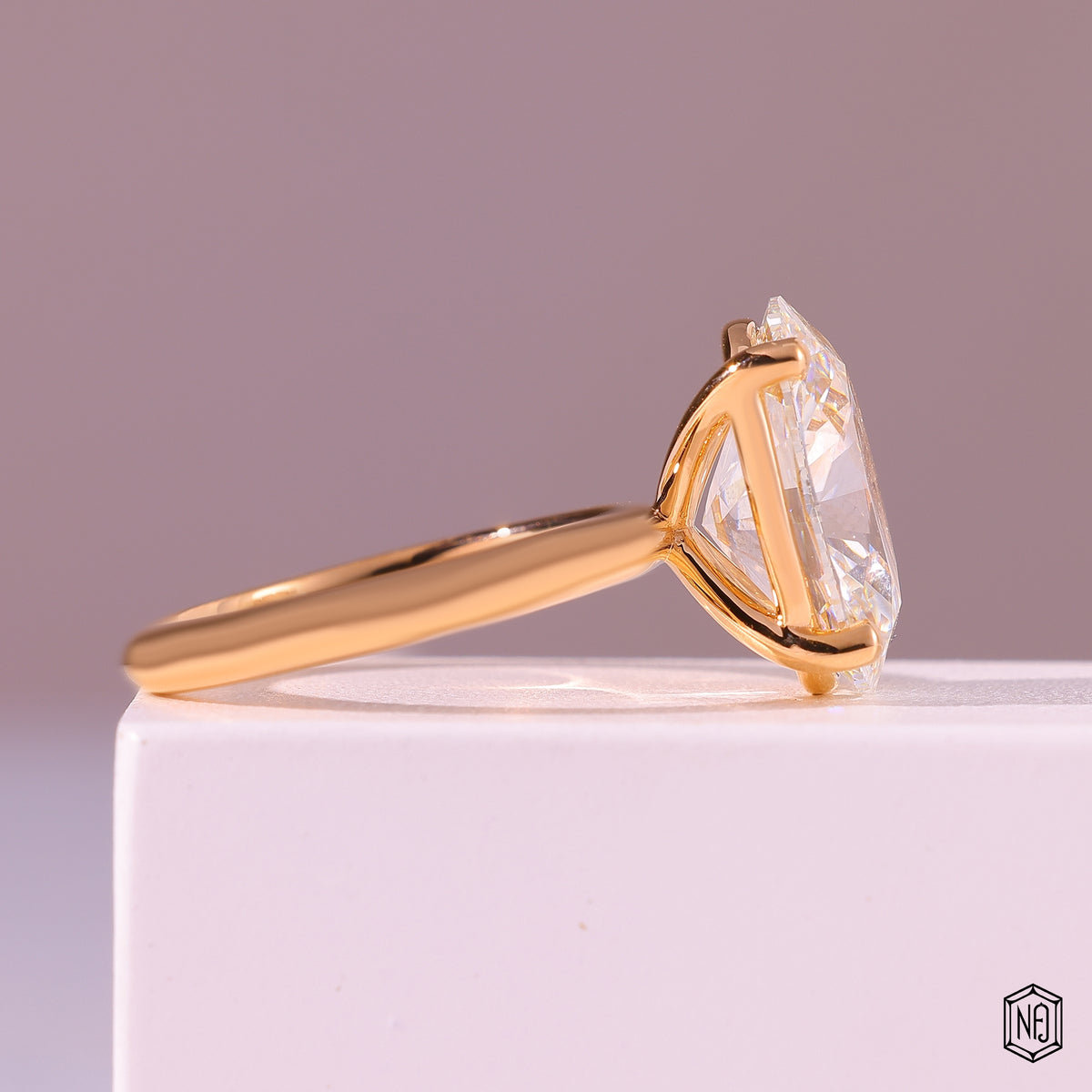 6.02 Carat Oval Cut Lab Grown Diamond Classic Solitaire Engagement Ring - Side Profile Angle
