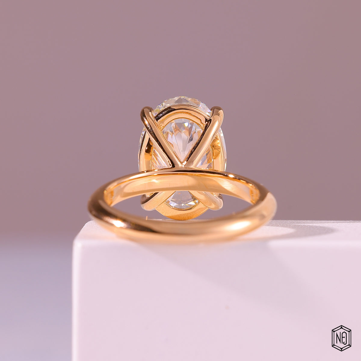 6.02 Carat Oval Cut Lab Grown Diamond Classic Solitaire Engagement Ring - Hand View / Detail Angle
