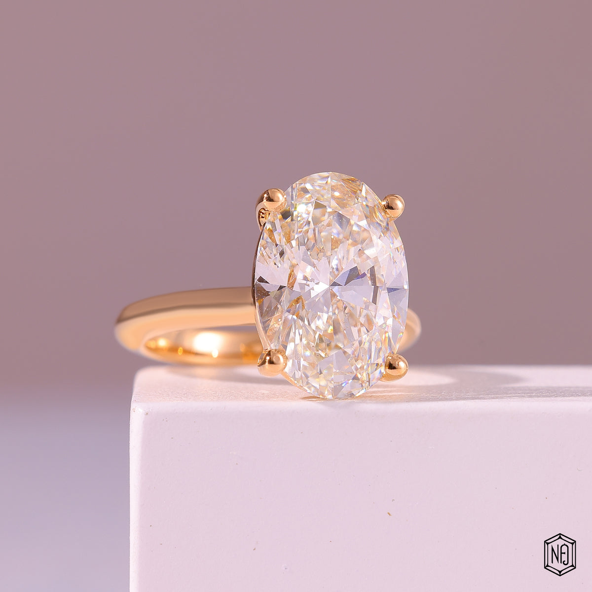 6.02 Carat Oval Cut Lab Grown Diamond Classic Solitaire Engagement Ring - Gallery & Prongs Detail