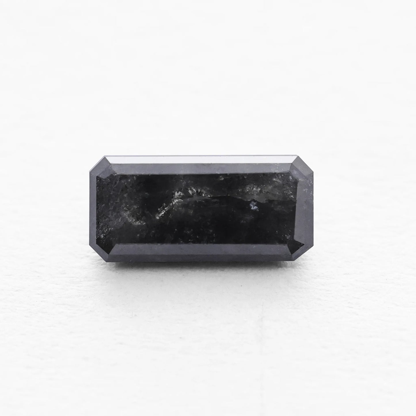 0.834 Ct Long Emerald Brilliant Cut Salt and Pepper Diamond