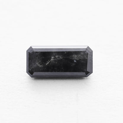 0.834 Ct Long Emerald Brilliant Cut Salt and Pepper Diamond