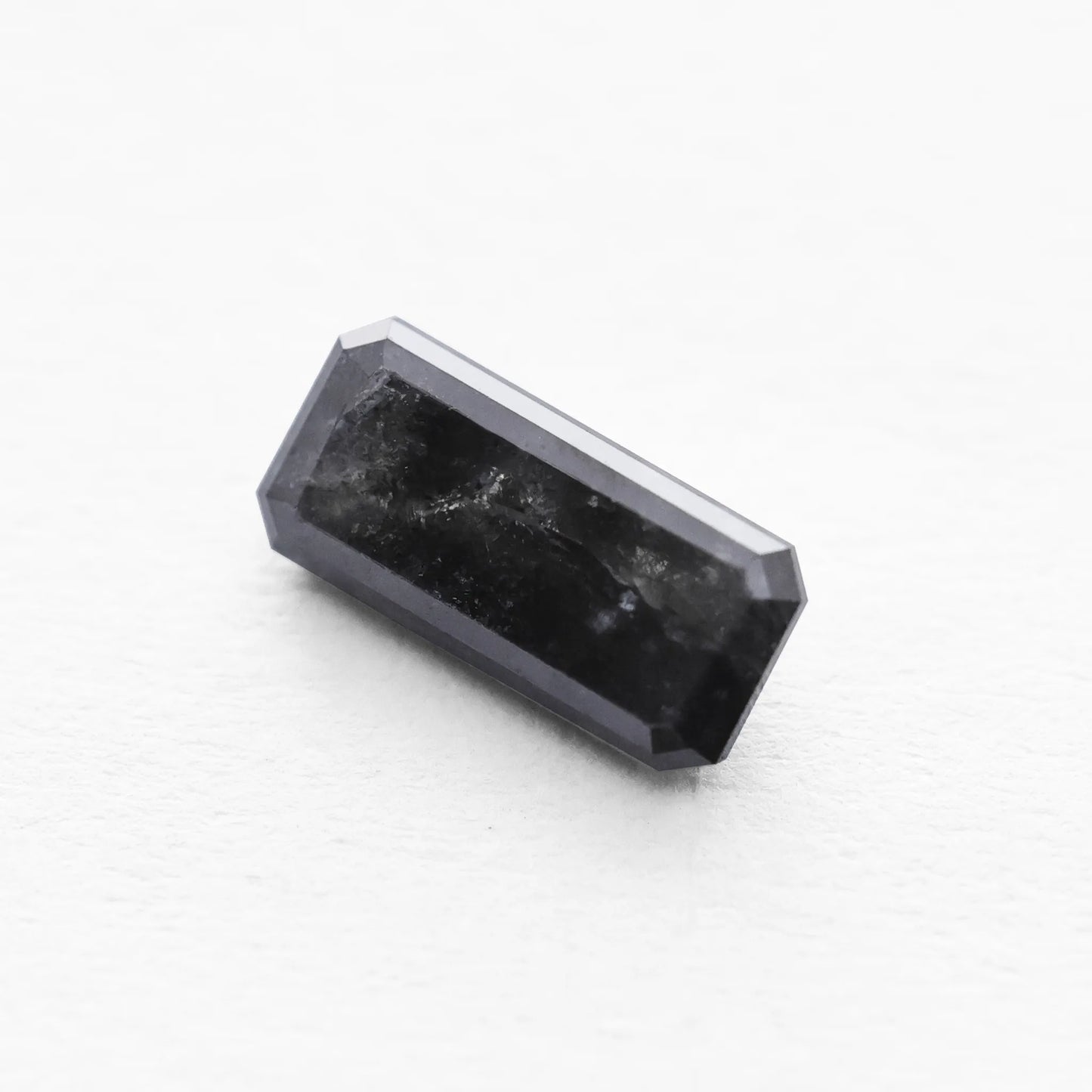 0.834 Ct Long Emerald Brilliant Cut Salt and Pepper Diamond
