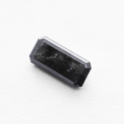 0.834 Ct Long Emerald Brilliant Cut Salt and Pepper Diamond