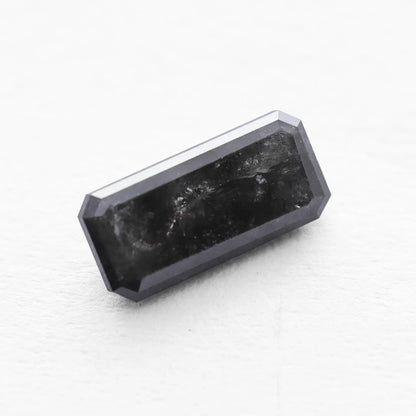 0.834 Ct Long Emerald Brilliant Cut Salt and Pepper Diamond