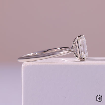1.59 Carat Emerald Cut Lab Grown Diamond Classic Solitaire Engagement Ring - Side Profile Angle