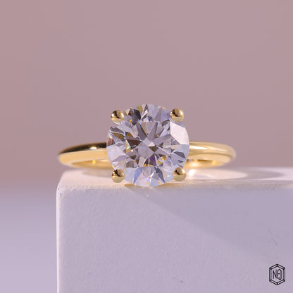 3.64 Carat Round Cut Lab Grown Diamond Classic Solitaire Engagement Ring - Front Top View