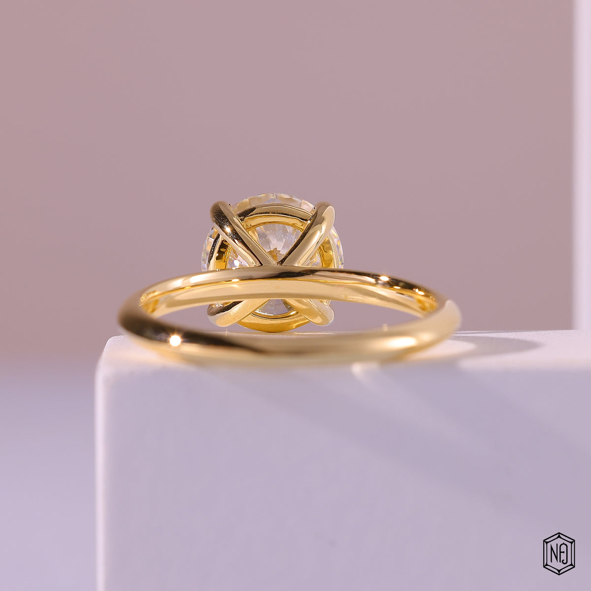 3.64 Carat Round Cut Lab Grown Diamond Classic Solitaire Engagement Ring - Hand View / Detail Angle