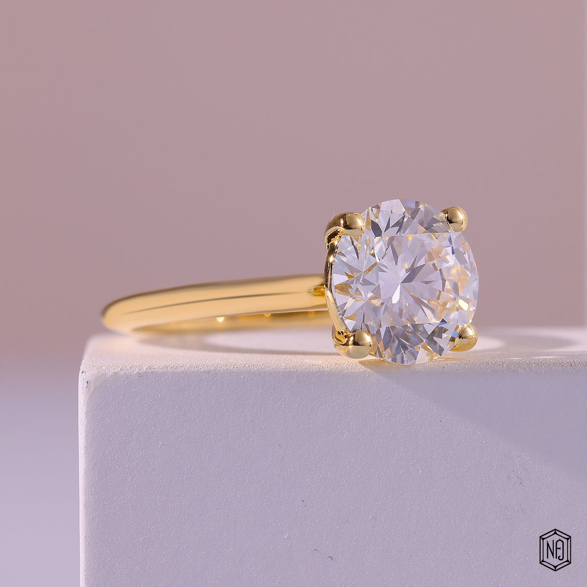 3.64 Carat Round Cut Lab Grown Diamond Classic Solitaire Engagement Ring - Gallery & Prongs Detail