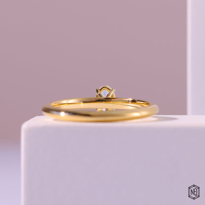 0.32 Carat Oval Cut Lab Grown Diamond Classic Solitaire Engagement Ring - Hand View / Detail Angle