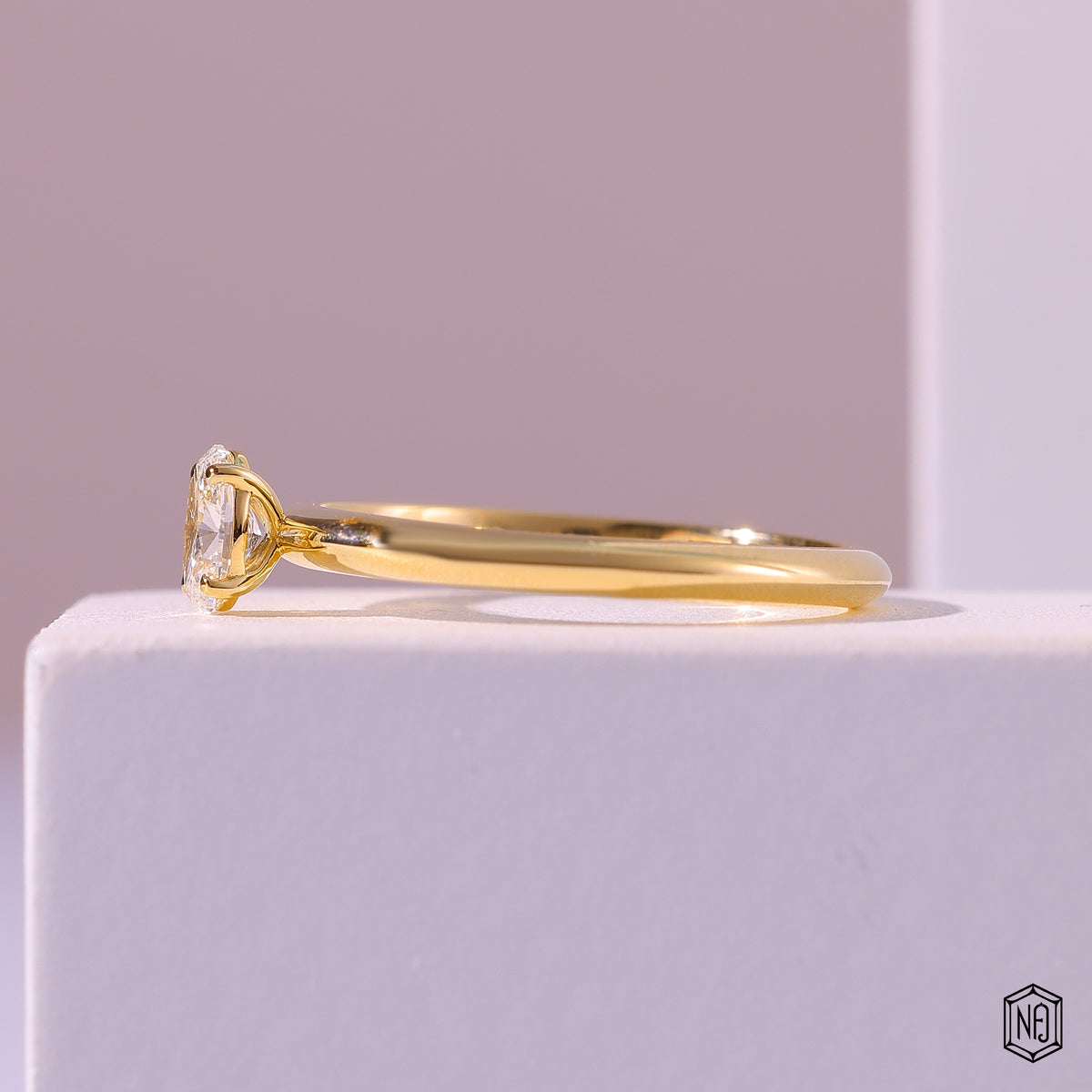 0.32 Carat Oval Cut Lab Grown Diamond Classic Solitaire Engagement Ring - Angled Perspective