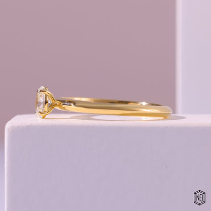 0.32 Carat Oval Cut Lab Grown Diamond Classic Solitaire Engagement Ring - Angled Perspective