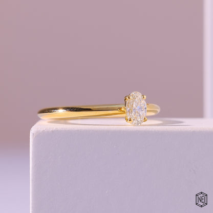 0.32 Carat Oval Cut Lab Grown Diamond Classic Solitaire Engagement Ring - Gallery & Prongs Detail