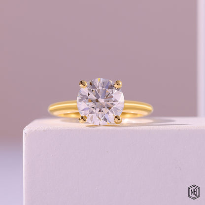 1.88 Carat Round Cut Lab Grown Diamond Classic Solitaire Engagement Ring - Front Top View