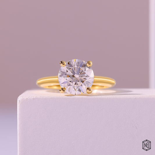 1.88 Carat Round Cut Lab Grown Diamond Classic Solitaire Engagement Ring - Front Top View