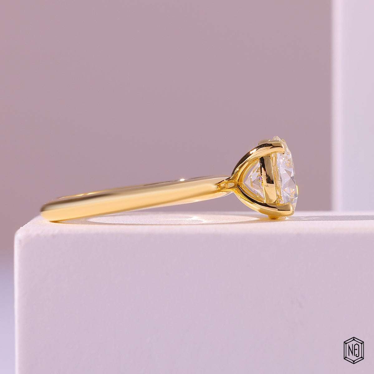 1.88 Carat Round Cut Lab Grown Diamond Classic Solitaire Engagement Ring - Side Profile Angle