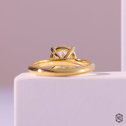 1.88 Carat Round Cut Lab Grown Diamond Classic Solitaire Engagement Ring - Hand View / Detail Angle