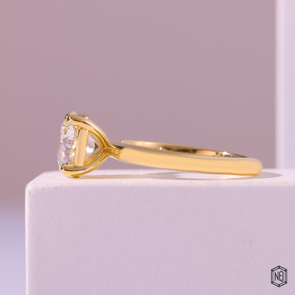 1.88 Carat Round Cut Lab Grown Diamond Classic Solitaire Engagement Ring - Angled Perspective