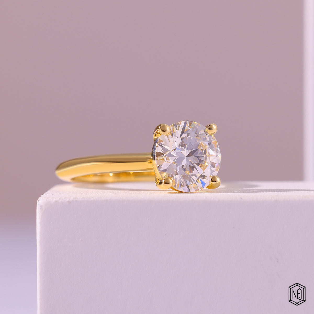 1.88 Carat Round Cut Lab Grown Diamond Classic Solitaire Engagement Ring - Gallery & Prongs Detail