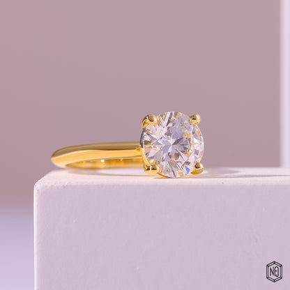 1.88 Carat Round Cut Lab Grown Diamond Classic Solitaire Engagement Ring - Gallery & Prongs Detail